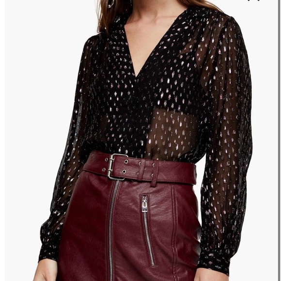 TOP SHOP Colorful Metallic Blouse- size 4 - Picture 1 of 7